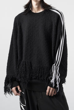 画像をギャラリービューアに読み込む, Y-3 Yohji Yamamoto KNITTED 3 STRIPES FRINGY SWEATER (BLACK)