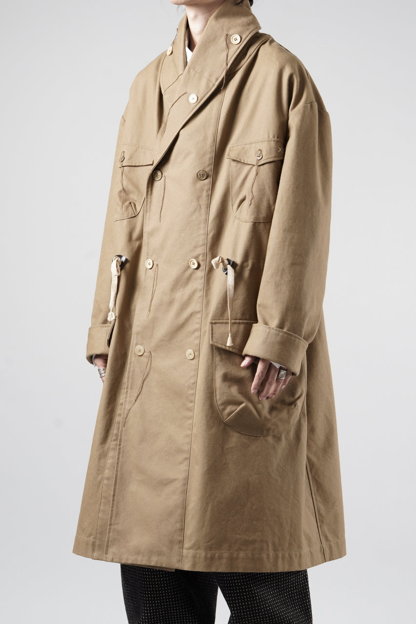 画像をギャラリービューアに読み込む, A TENTATIVE ATELIER exclusive Josef K. SHAWL COLLAR MILITARY COAT w FLEECE LINING (TAN)