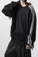 画像をギャラリービューアに読み込む, Y-3 Yohji Yamamoto KNITTED 3 STRIPES FRINGY SWEATER (BLACK)