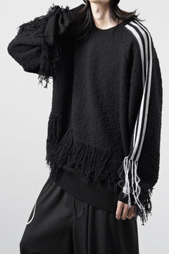 画像をギャラリービューアに読み込む, Y-3 Yohji Yamamoto KNITTED 3 STRIPES FRINGY SWEATER (BLACK)