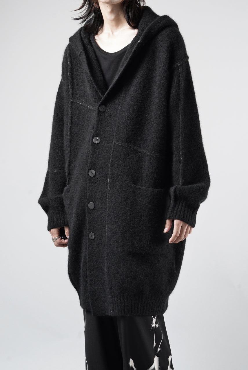 Load image into Gallery viewer, ISABEL BENENATO Yak Hooded Coat and Outer Seams Detail (BLACK)