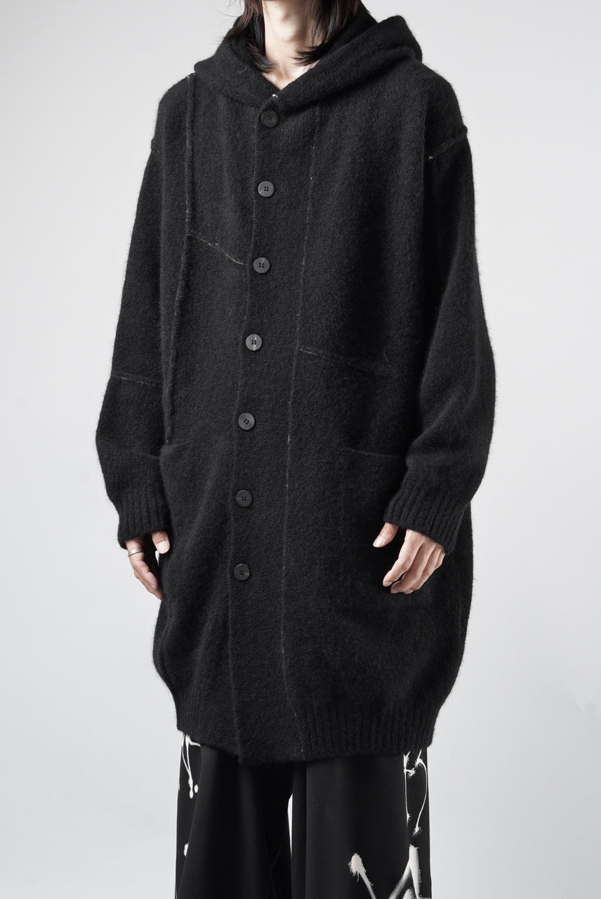 Load image into Gallery viewer, ISABEL BENENATO Yak Hooded Coat and Outer Seams Detail (BLACK)