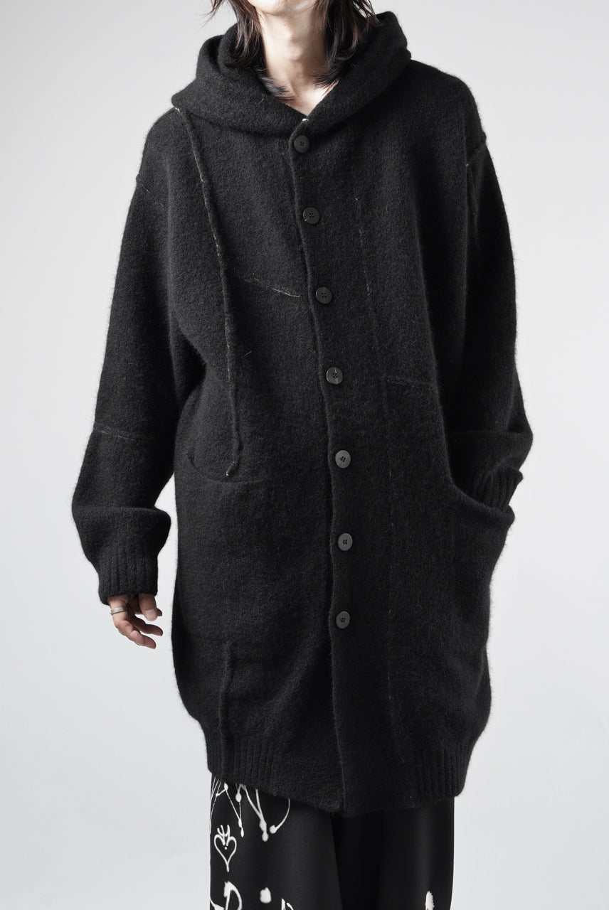 Load image into Gallery viewer, ISABEL BENENATO Yak Hooded Coat and Outer Seams Detail (BLACK)