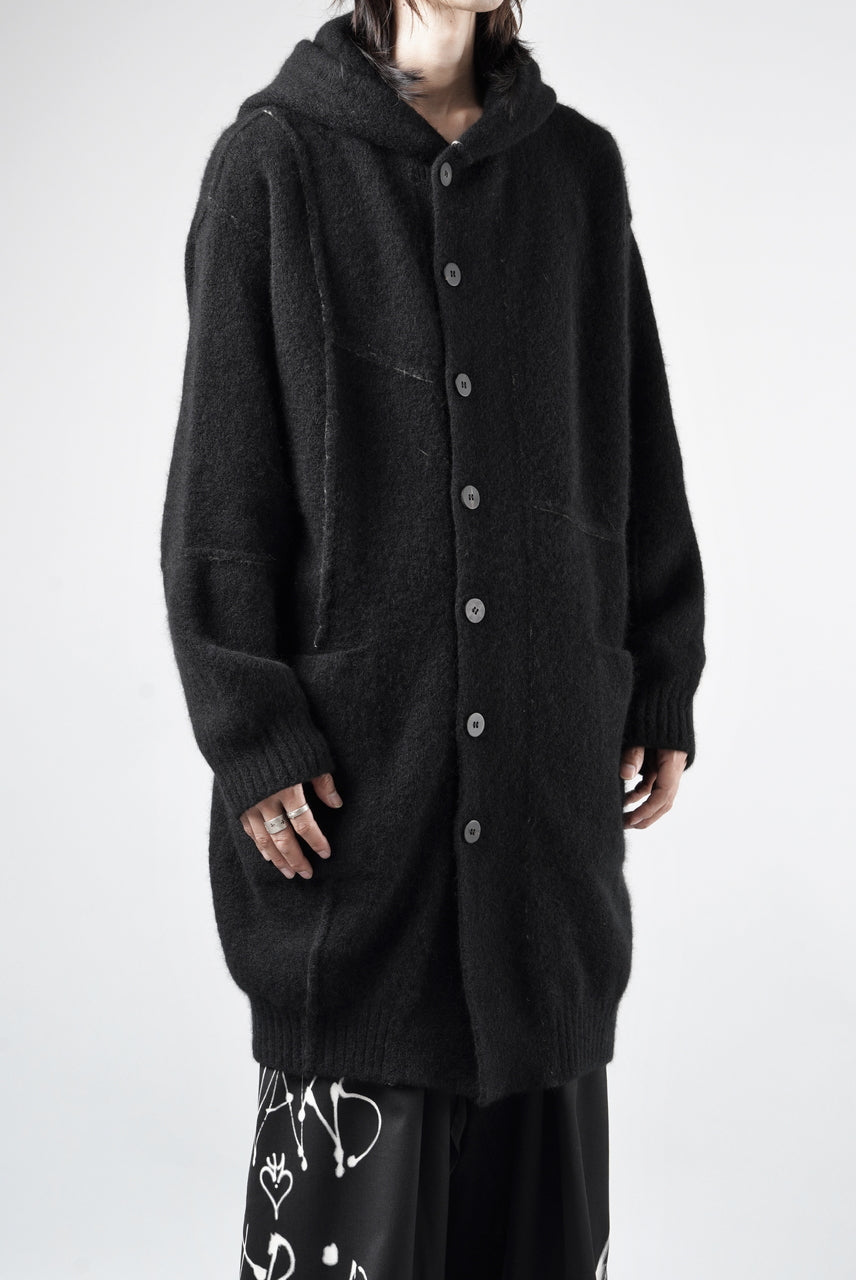 Load image into Gallery viewer, ISABEL BENENATO Yak Hooded Coat and Outer Seams Detail (BLACK)