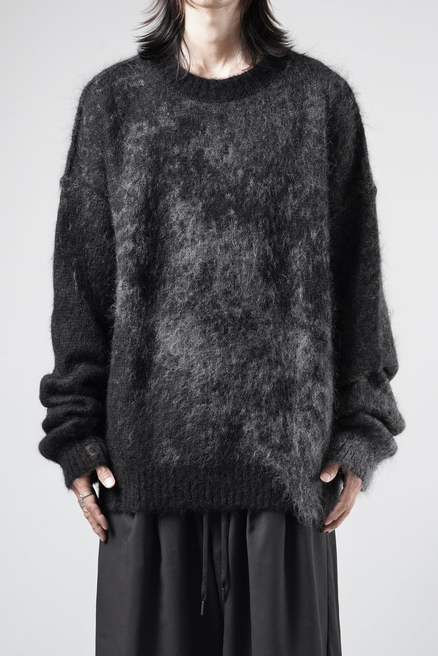 ISABEL BENENATO Mohair Crew-Neck Sweater with Abstract Pattern (BLACK)