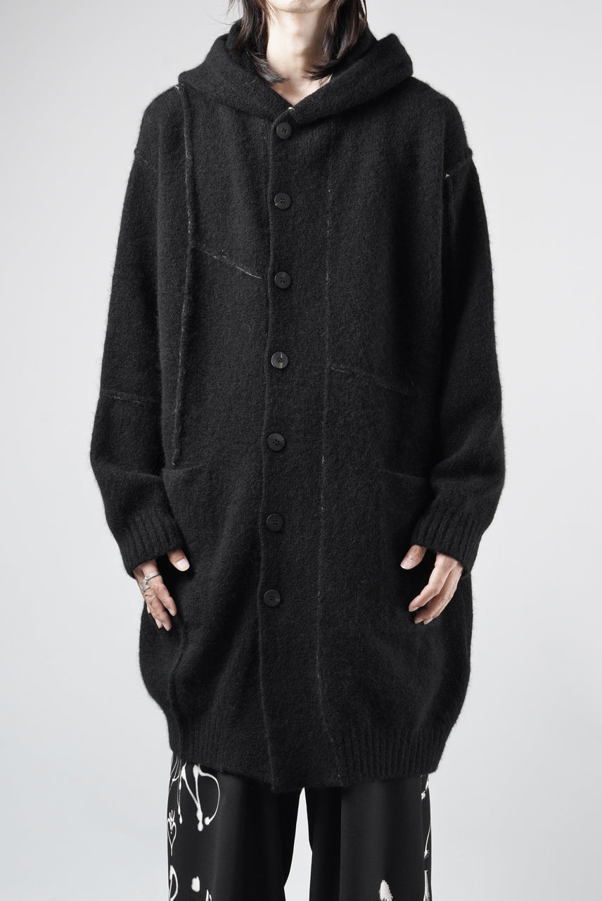 ISABEL BENENATO Yak Hooded Coat and Outer Seams Detail (BLACK)