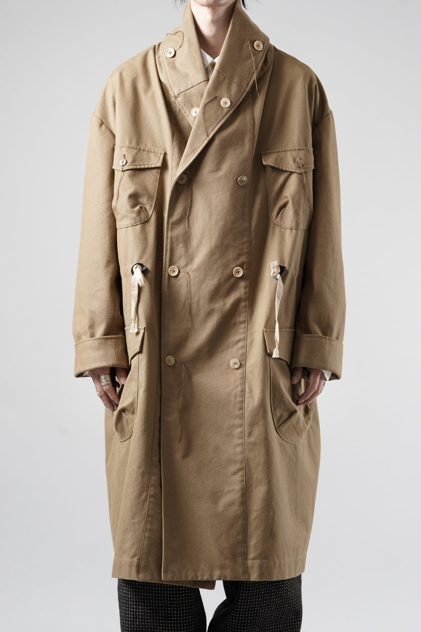 画像をギャラリービューアに読み込む, A TENTATIVE ATELIER exclusive Josef K. SHAWL COLLAR MILITARY COAT w FLEECE LINING (TAN)