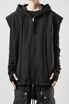 画像をギャラリービューアに読み込む, thom/krom OVERSIZED SLEEVELESS ZIP UP HOODIE / SOFT COTTON SWEAT (BLACK)