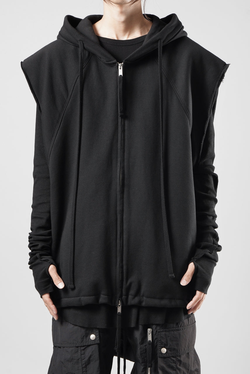 画像をギャラリービューアに読み込む, thom/krom OVERSIZED SLEEVELESS ZIP UP HOODIE / SOFT COTTON SWEAT (BLACK)