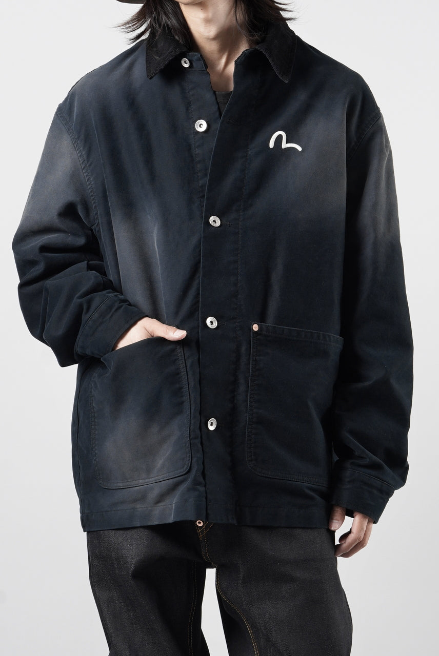 Load image into Gallery viewer, EVISU EJ, VINTAGE WASHED DAICOCK CHORE JACKET-RELAX FIT (BLACK)
