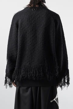 画像をギャラリービューアに読み込む, Y-3 Yohji Yamamoto KNITTED 3 STRIPES FRINGY SWEATER (BLACK)