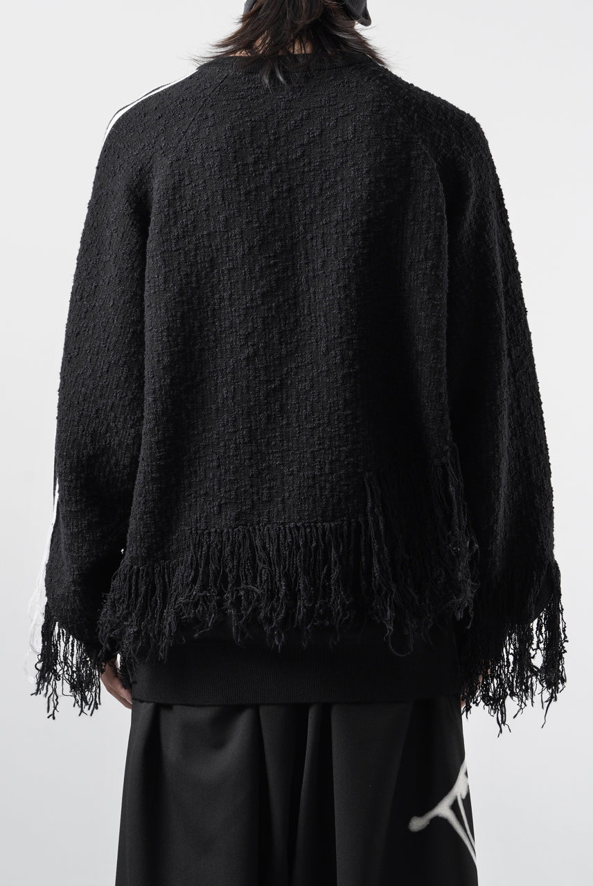 画像をギャラリービューアに読み込む, Y-3 Yohji Yamamoto KNITTED 3 STRIPES FRINGY SWEATER (BLACK)