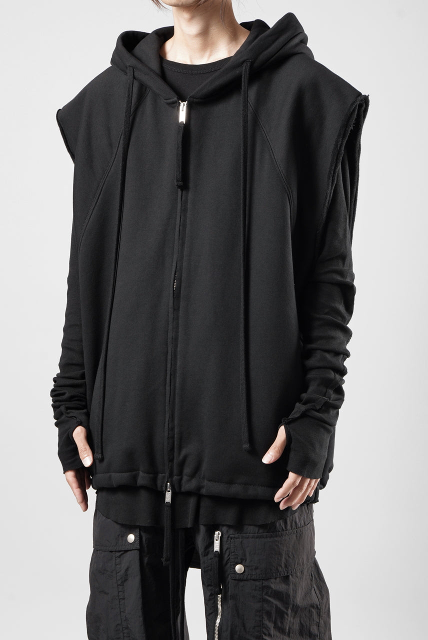 画像をギャラリービューアに読み込む, thom/krom OVERSIZED SLEEVELESS ZIP UP HOODIE / SOFT COTTON SWEAT (BLACK)