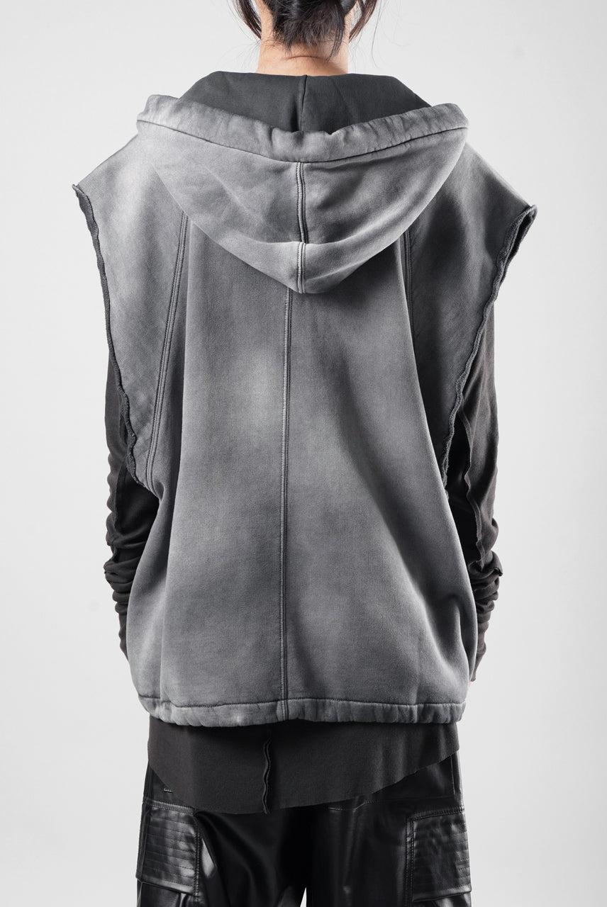 画像をギャラリービューアに読み込む, thom/krom OVERSIZED SLEEVELESS ZIP UP HOODIE / SOFT COTTON SWEAT (GREY STONE WASH SPRAY)
