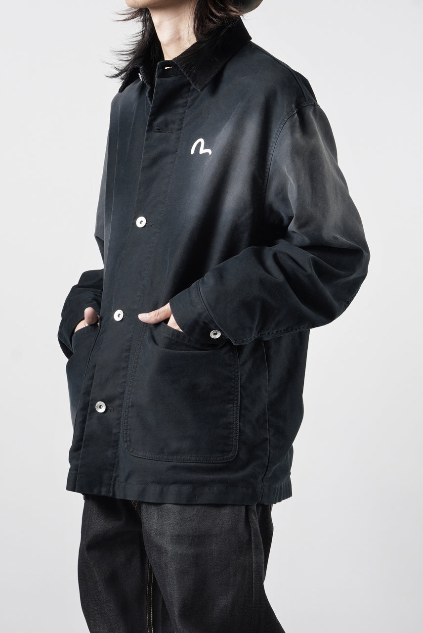 Load image into Gallery viewer, EVISU EJ, VINTAGE WASHED DAICOCK CHORE JACKET-RELAX FIT (BLACK)