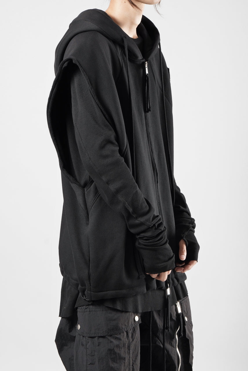 画像をギャラリービューアに読み込む, thom/krom OVERSIZED SLEEVELESS ZIP UP HOODIE / SOFT COTTON SWEAT (BLACK)