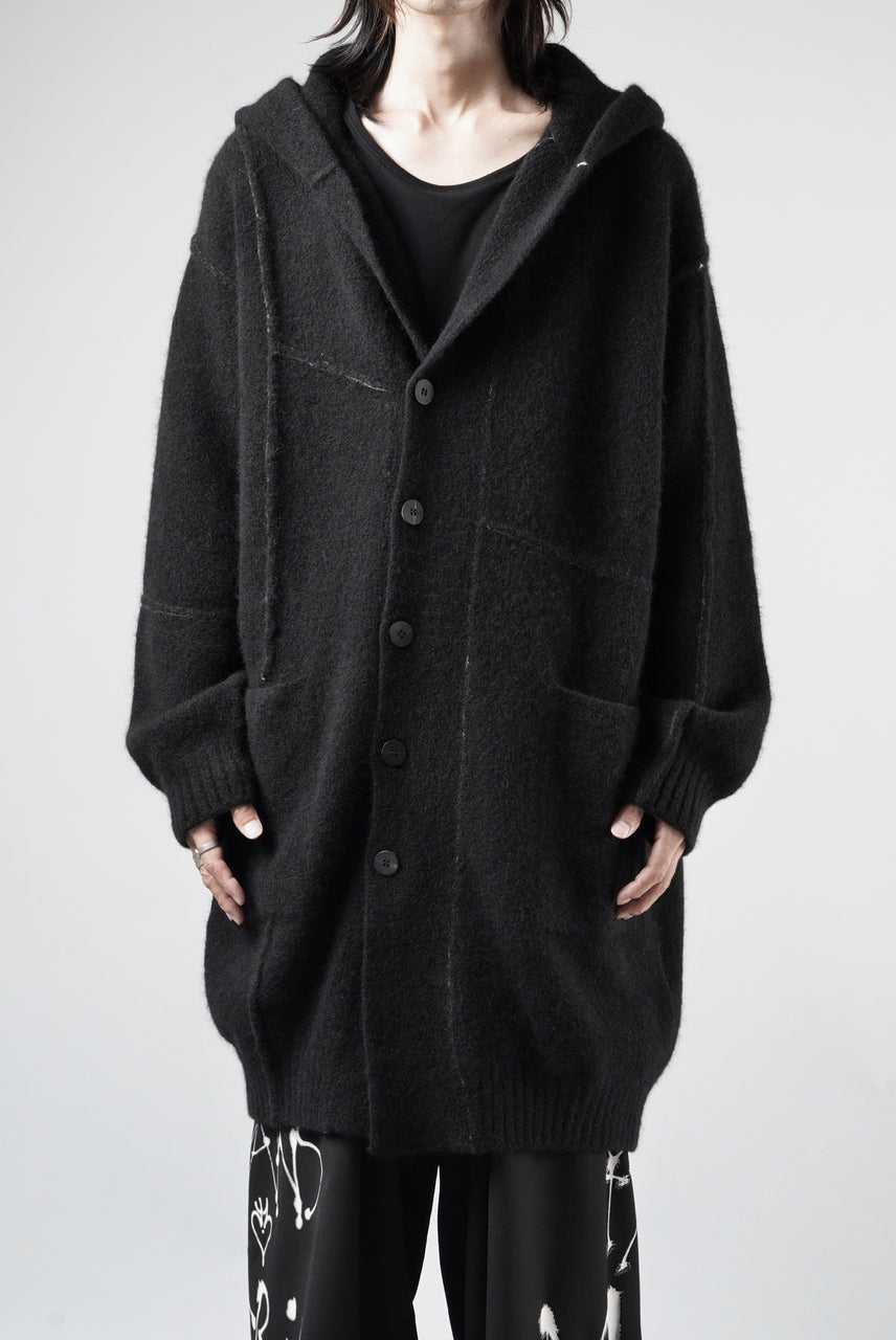 Load image into Gallery viewer, ISABEL BENENATO Yak Hooded Coat and Outer Seams Detail (BLACK)