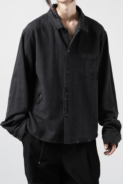 Professor.E REPAIRED FLANNEL SHIRT (BLACK)