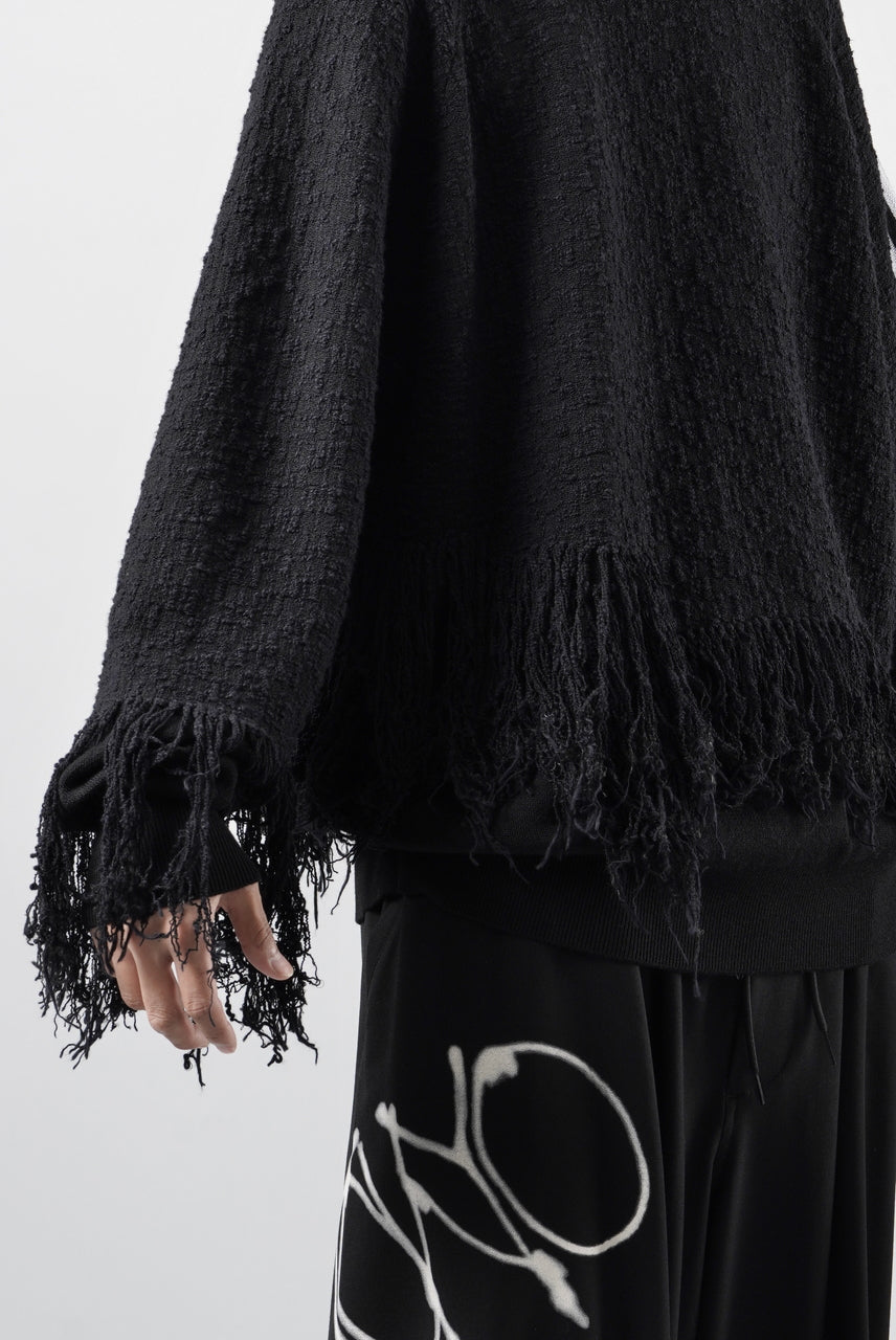 画像をギャラリービューアに読み込む, Y-3 Yohji Yamamoto KNITTED 3 STRIPES FRINGY SWEATER (BLACK)