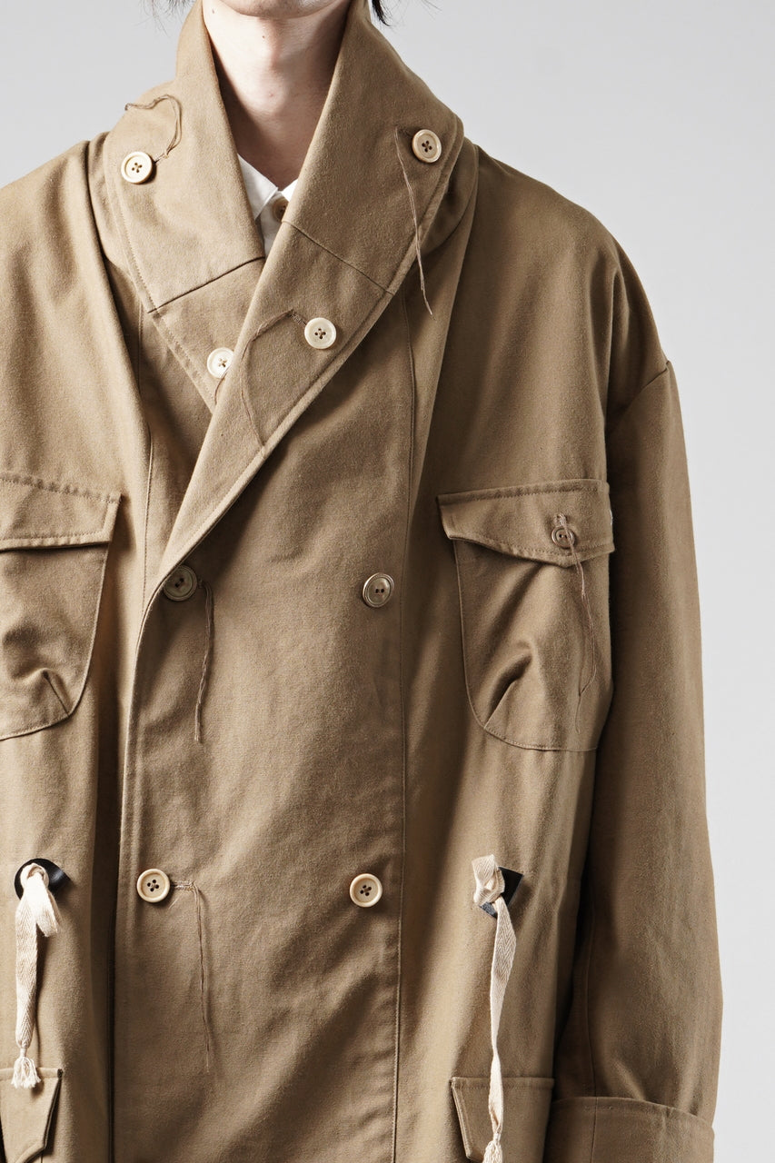画像をギャラリービューアに読み込む, A TENTATIVE ATELIER exclusive Josef K. SHAWL COLLAR MILITARY COAT w FLEECE LINING (TAN)