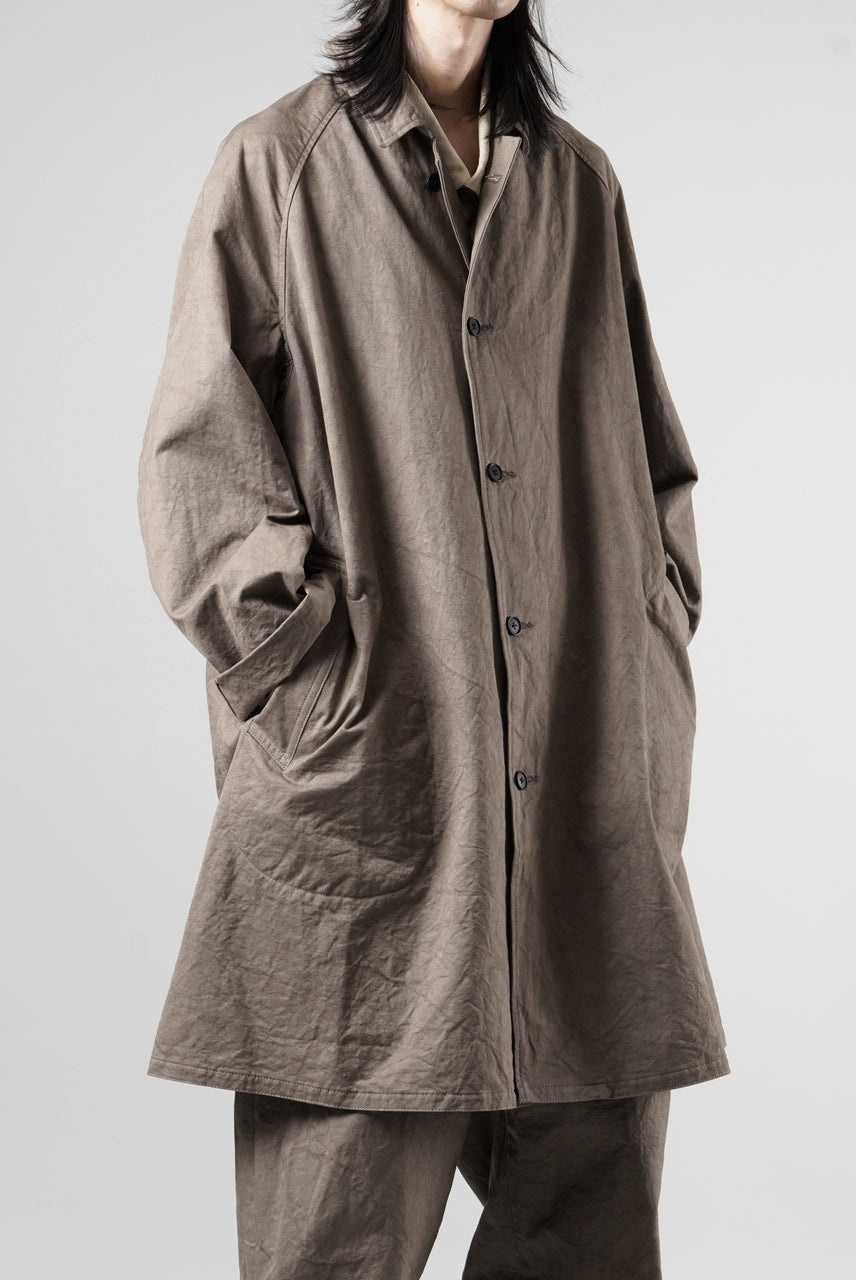 Load image into Gallery viewer, KLASICA "GHOST Ⅱ" SINGLE LAYER BALMACAAN COAT / HAND DYED HIGH DENSITY TWILL (DUST)