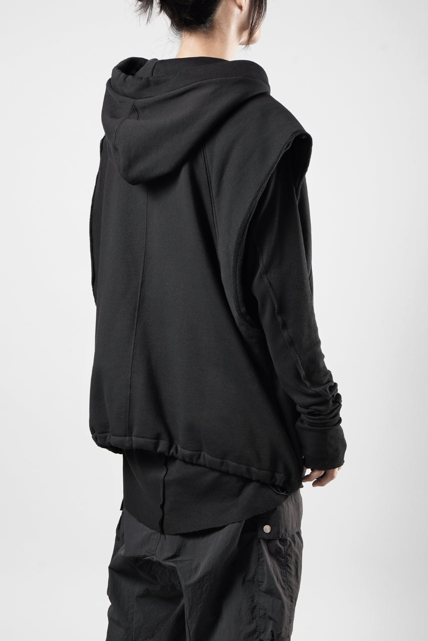 画像をギャラリービューアに読み込む, thom/krom OVERSIZED SLEEVELESS ZIP UP HOODIE / SOFT COTTON SWEAT (BLACK)