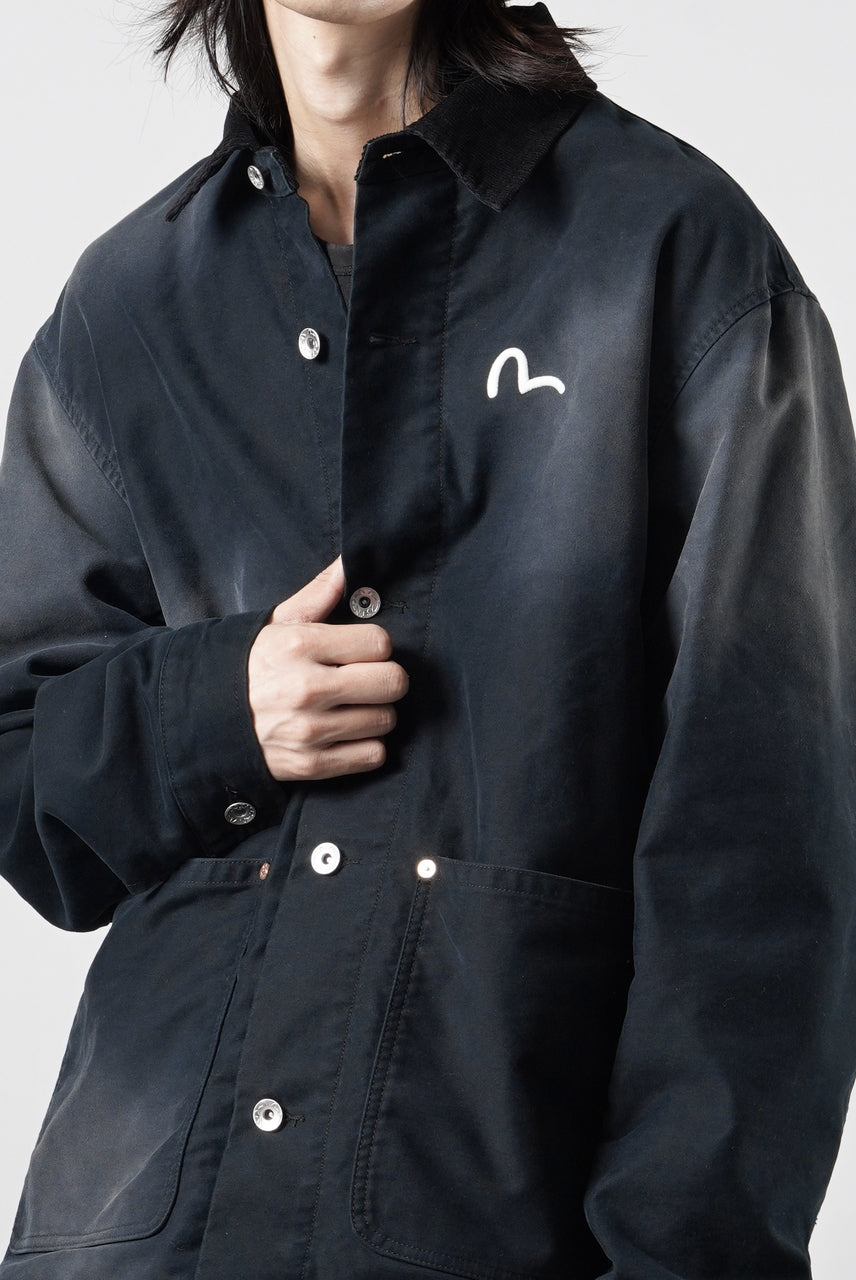 Load image into Gallery viewer, EVISU EJ, VINTAGE WASHED DAICOCK CHORE JACKET-RELAX FIT (BLACK)