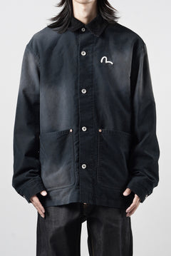 Load image into Gallery viewer, EVISU EJ, VINTAGE WASHED DAICOCK CHORE JACKET-RELAX FIT (BLACK)