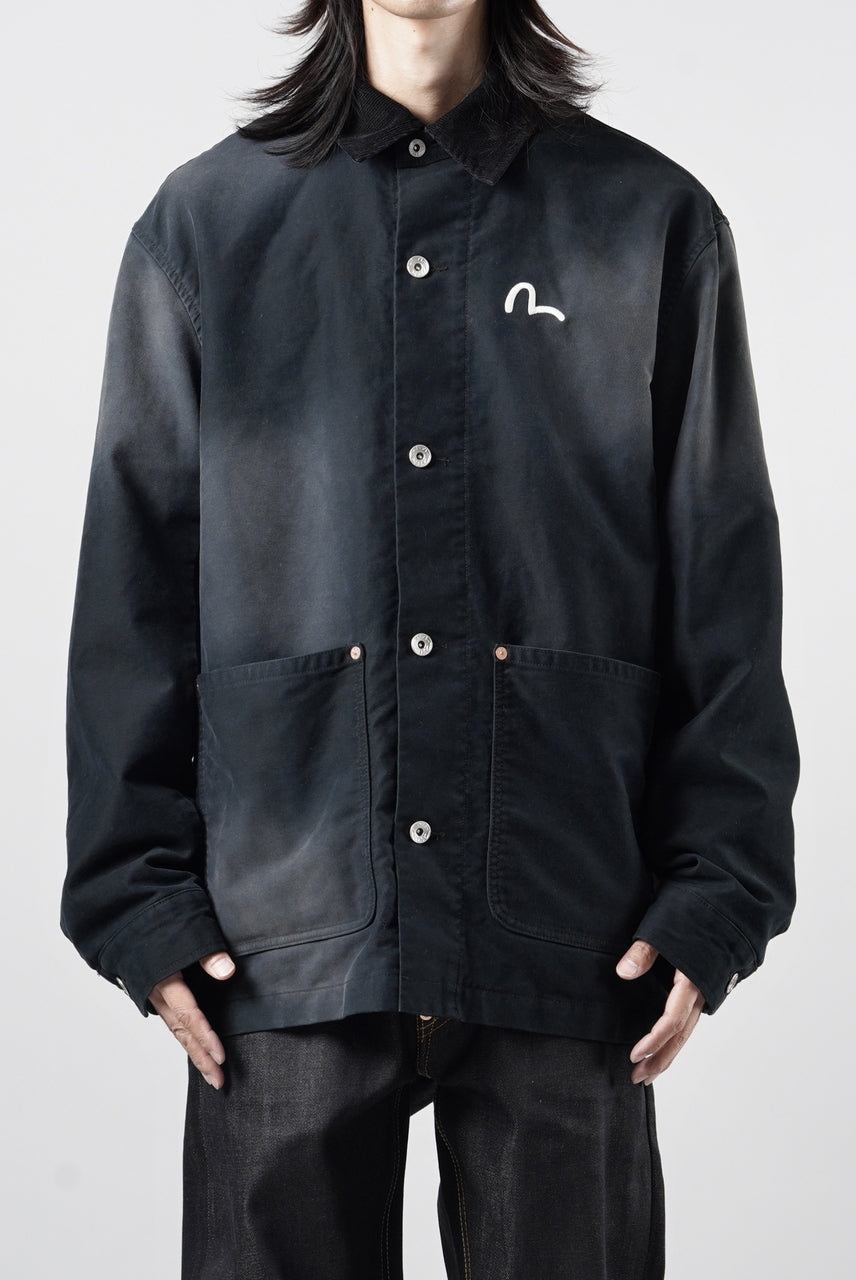 Load image into Gallery viewer, EVISU EJ, VINTAGE WASHED DAICOCK CHORE JACKET-RELAX FIT (BLACK)