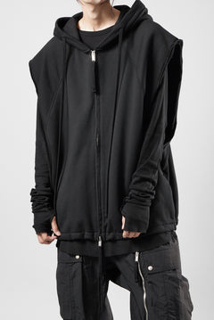 画像をギャラリービューアに読み込む, thom/krom OVERSIZED SLEEVELESS ZIP UP HOODIE / SOFT COTTON SWEAT (BLACK)
