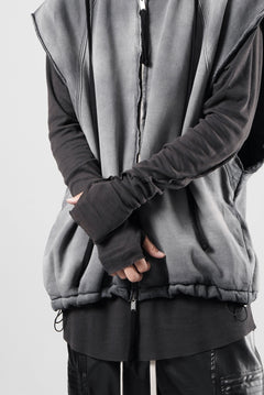 画像をギャラリービューアに読み込む, thom/krom OVERSIZED SLEEVELESS ZIP UP HOODIE / SOFT COTTON SWEAT (GREY STONE WASH SPRAY)