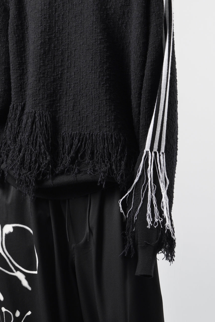 画像をギャラリービューアに読み込む, Y-3 Yohji Yamamoto KNITTED 3 STRIPES FRINGY SWEATER (BLACK)