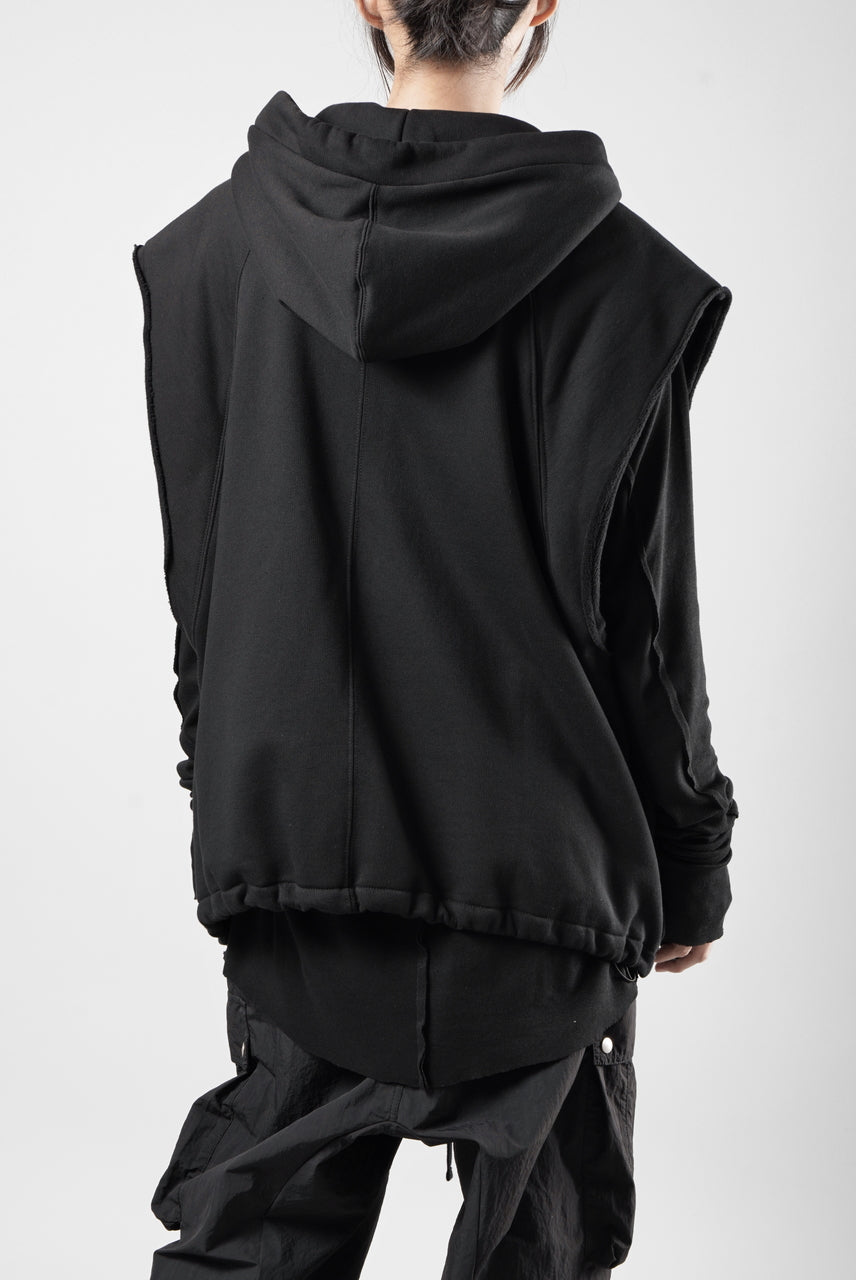 画像をギャラリービューアに読み込む, thom/krom OVERSIZED SLEEVELESS ZIP UP HOODIE / SOFT COTTON SWEAT (BLACK)