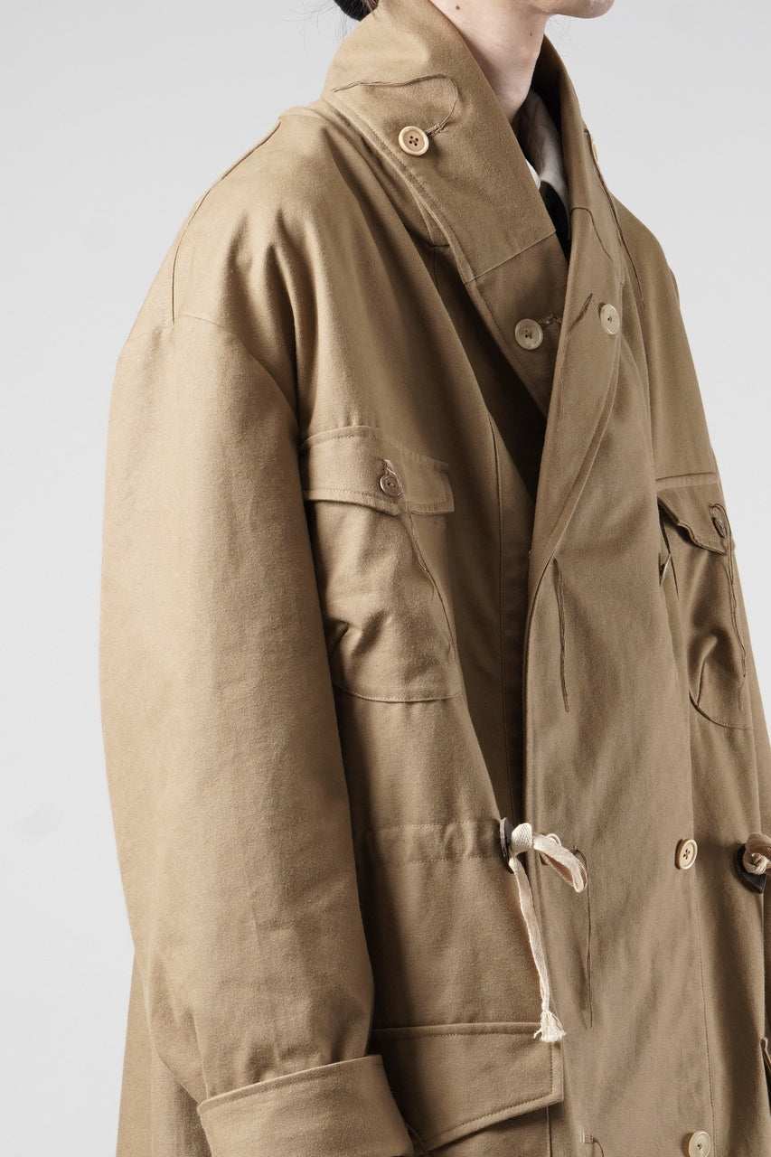 画像をギャラリービューアに読み込む, A TENTATIVE ATELIER exclusive Josef K. SHAWL COLLAR MILITARY COAT w FLEECE LINING (TAN)