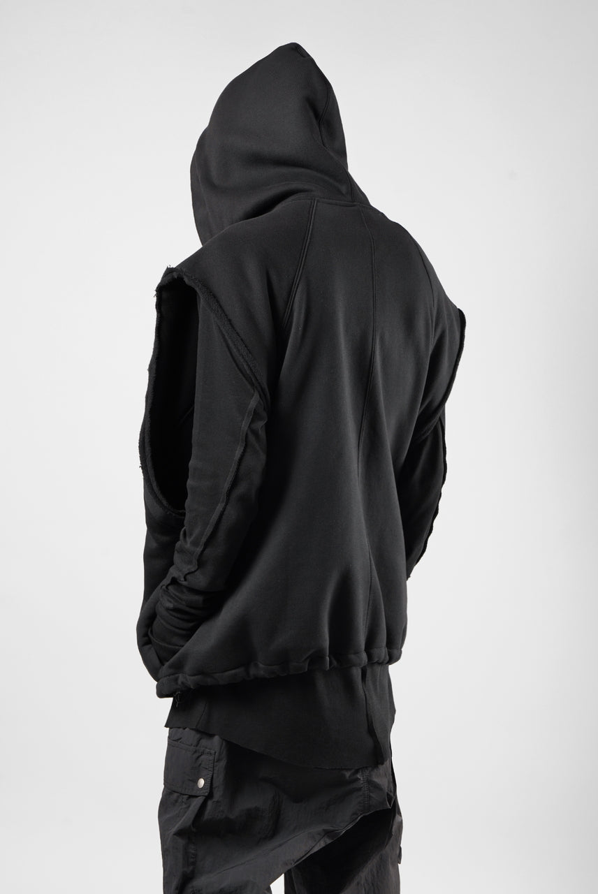 画像をギャラリービューアに読み込む, thom/krom OVERSIZED SLEEVELESS ZIP UP HOODIE / SOFT COTTON SWEAT (BLACK)