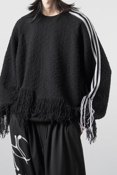 画像をギャラリービューアに読み込む, Y-3 Yohji Yamamoto KNITTED 3 STRIPES FRINGY SWEATER (BLACK)