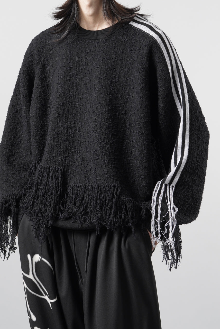 画像をギャラリービューアに読み込む, Y-3 Yohji Yamamoto KNITTED 3 STRIPES FRINGY SWEATER (BLACK)