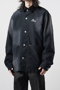 Load image into Gallery viewer, EVISU EJ, VINTAGE WASHED DAICOCK CHORE JACKET-RELAX FIT (BLACK)