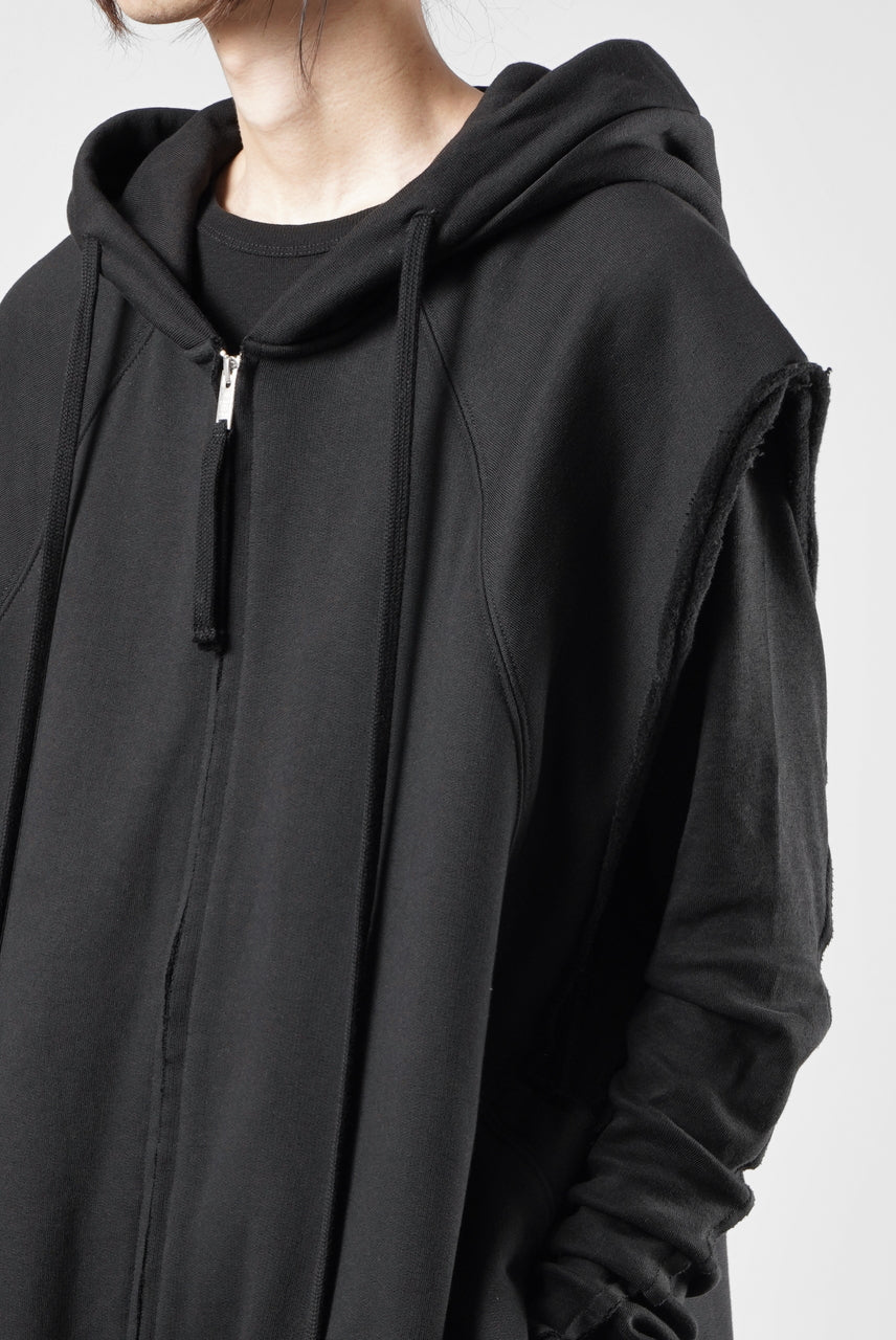画像をギャラリービューアに読み込む, thom/krom OVERSIZED SLEEVELESS ZIP UP HOODIE / SOFT COTTON SWEAT (BLACK)