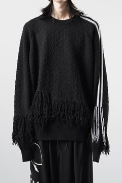 画像をギャラリービューアに読み込む, Y-3 Yohji Yamamoto KNITTED 3 STRIPES FRINGY SWEATER (BLACK)