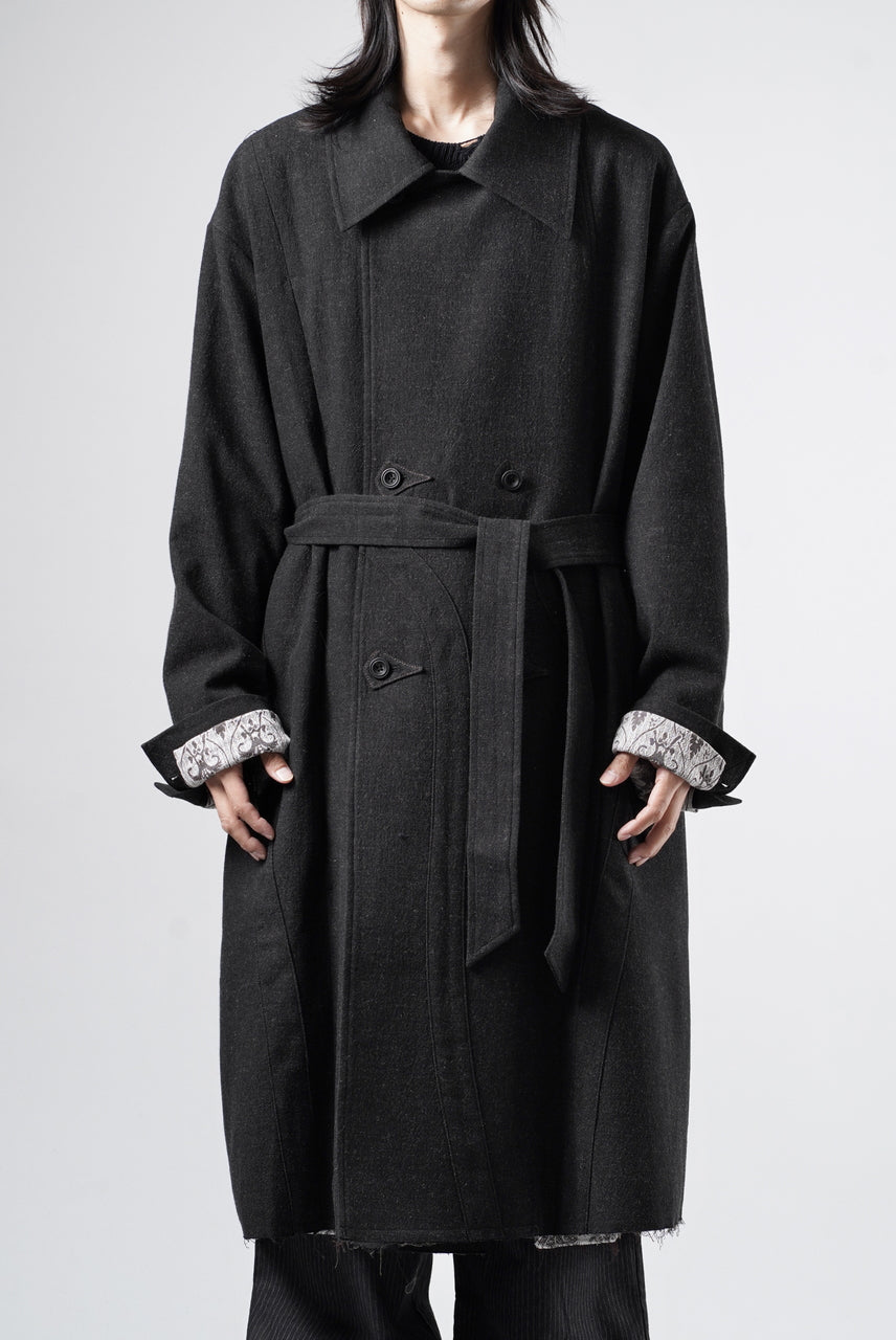 画像をギャラリービューアに読み込む, Professor.E TAILORED DB TRENCH COAT (BLACK)