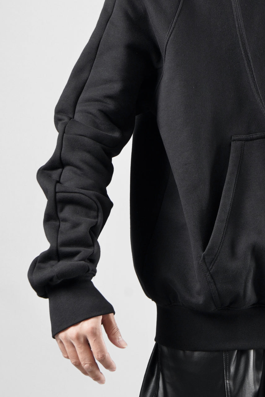 画像をギャラリービューアに読み込む, thom/krom RAGLAN SLEEVE ZIP UP HOODIE / SOFT COTTON SWEAT (BLACK)