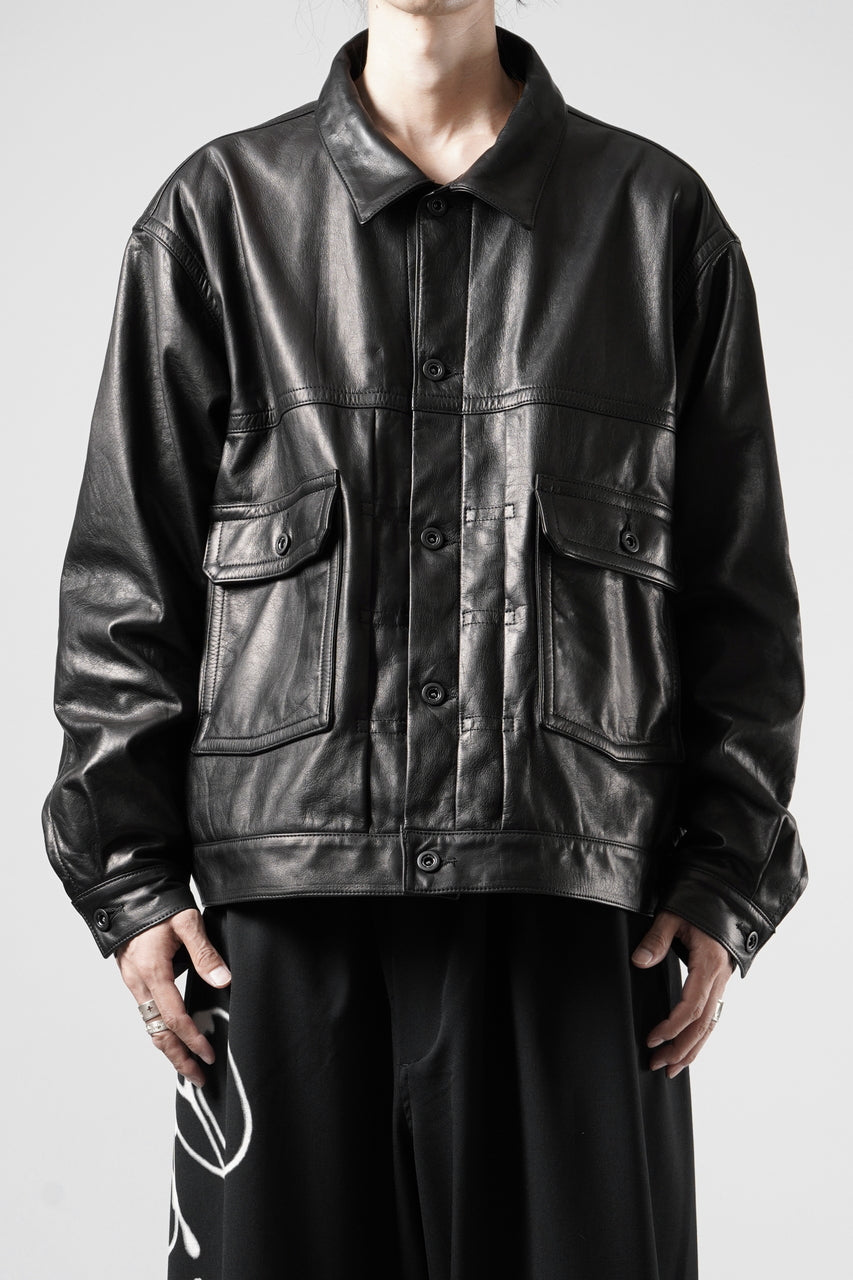 画像をギャラリービューアに読み込む, A LEATHER Trucker Jacket / LUXE COWHIDE (BLACK)