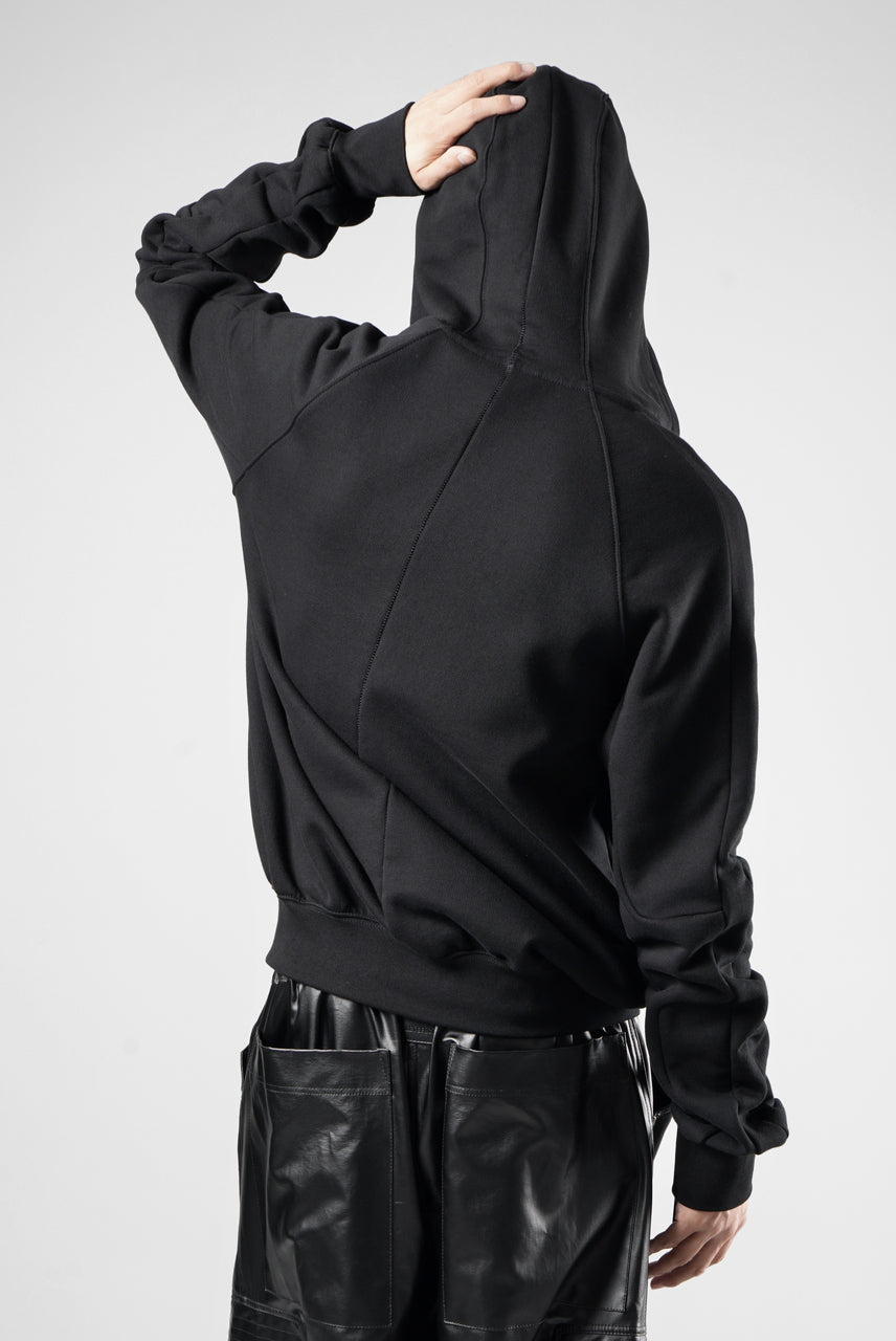画像をギャラリービューアに読み込む, thom/krom RAGLAN SLEEVE ZIP UP HOODIE / SOFT COTTON SWEAT (BLACK)