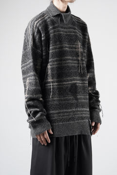 画像をギャラリービューアに読み込む, ISABEL BENENATO High-Neck Jacquard Sweater in Yak  (GRAPHITE)