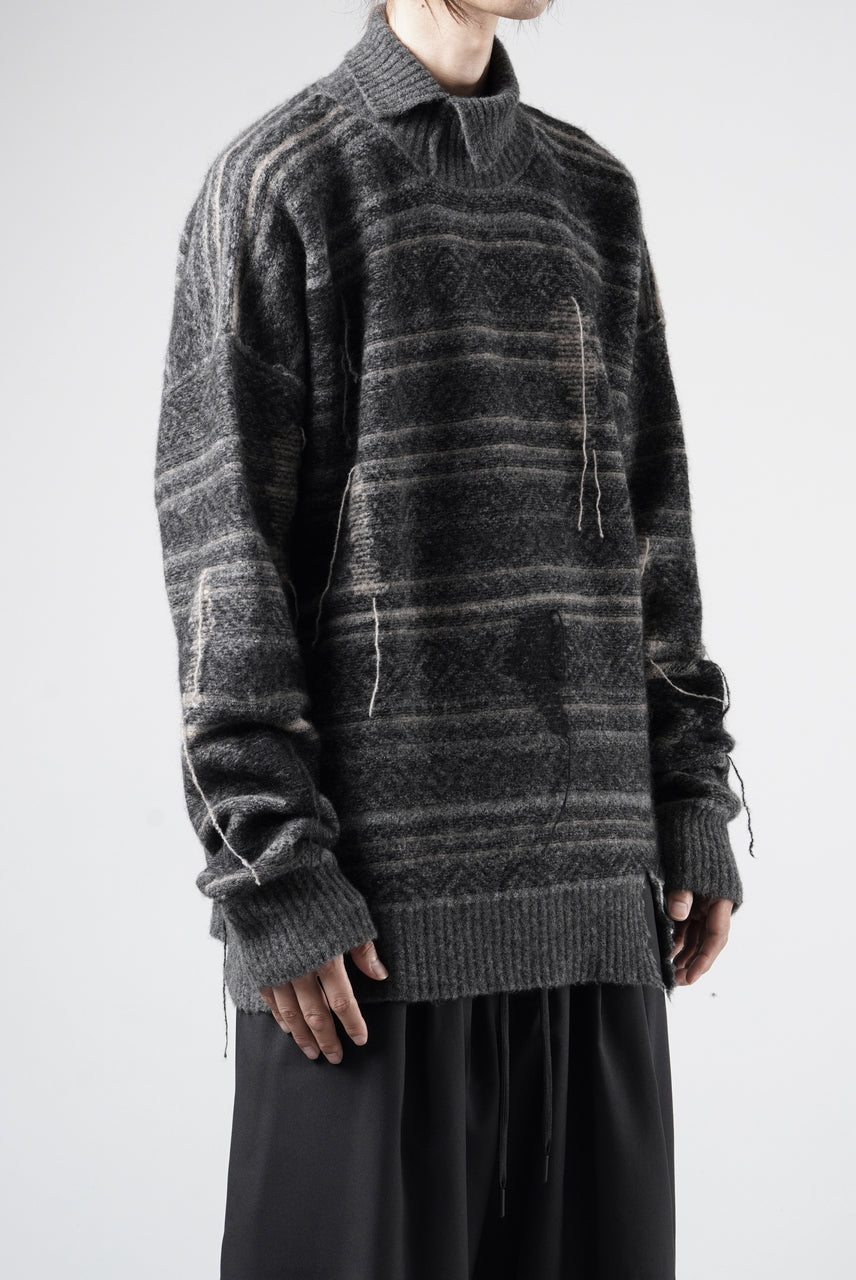 画像をギャラリービューアに読み込む, ISABEL BENENATO High-Neck Jacquard Sweater in Yak  (GRAPHITE)