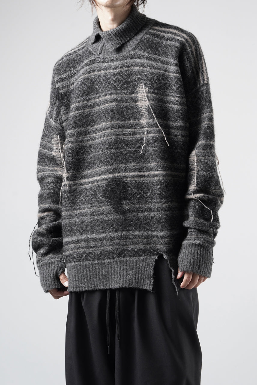 画像をギャラリービューアに読み込む, ISABEL BENENATO High-Neck Jacquard Sweater in Yak  (GRAPHITE)