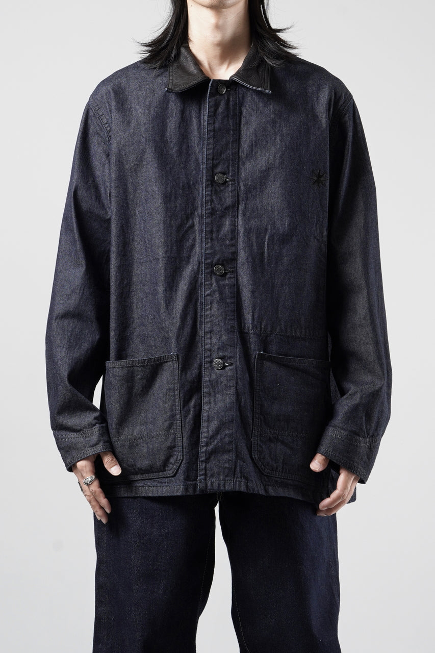 Load image into Gallery viewer, FULLCOUNT x GDC GFC2001 Leather Collar Denim Chore Jacket (INDIGO)