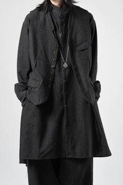 Load image into Gallery viewer, KLASICA "SH-042" STAND COLLAR LONG TAIL SHIRTS / AMBIENCE ANTIQUE DRAPER (CACAO NIB)