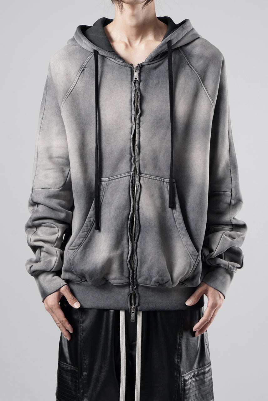 画像をギャラリービューアに読み込む, thom/krom RAGLAN SLEEVE ZIP UP HOODIE / SOFT COTTON SWEAT (GREY STONE WASH SPRAY)